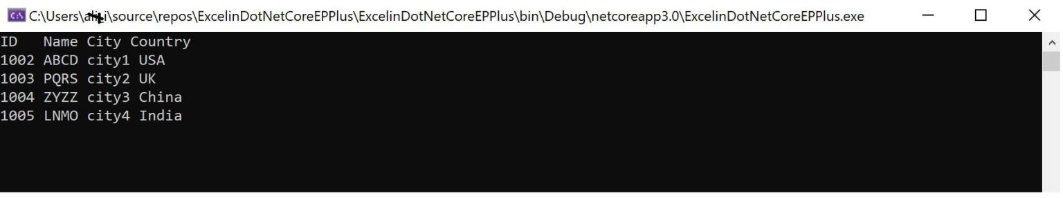 read excel file to datatable using epplus c#