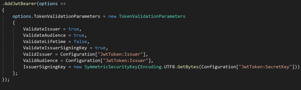 IDX10603 The algorithm HS256 requires the SecurityKeyKeySize