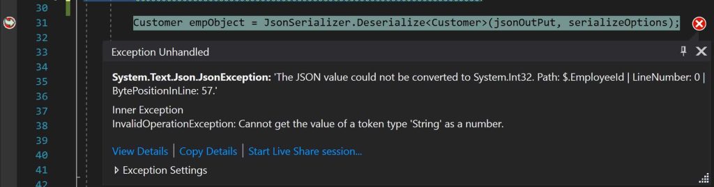 SystemTextJson The JSON value could not be converted to SystemInt32