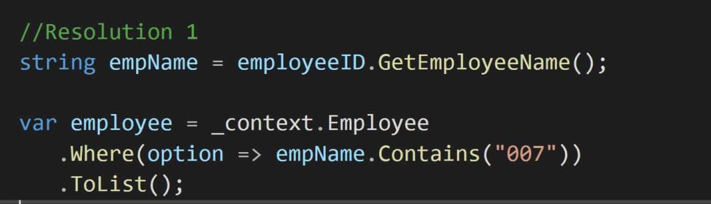 The Query LINQ expression could not be Translated Entity Framework Core