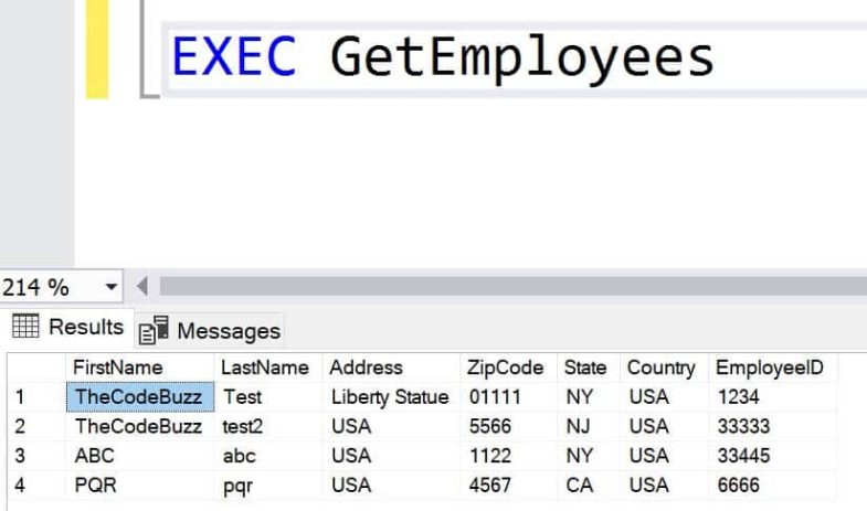 SQL Stored Procedure With Examples | TheCodeBuzz