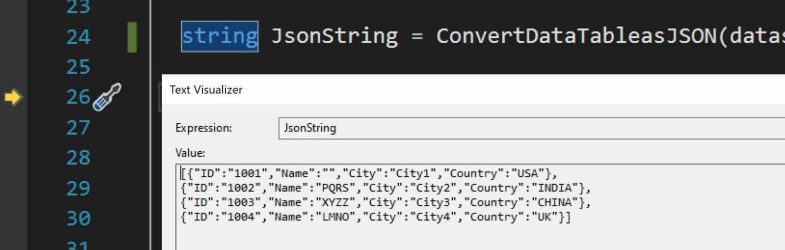 how to send json data to sql server using c#