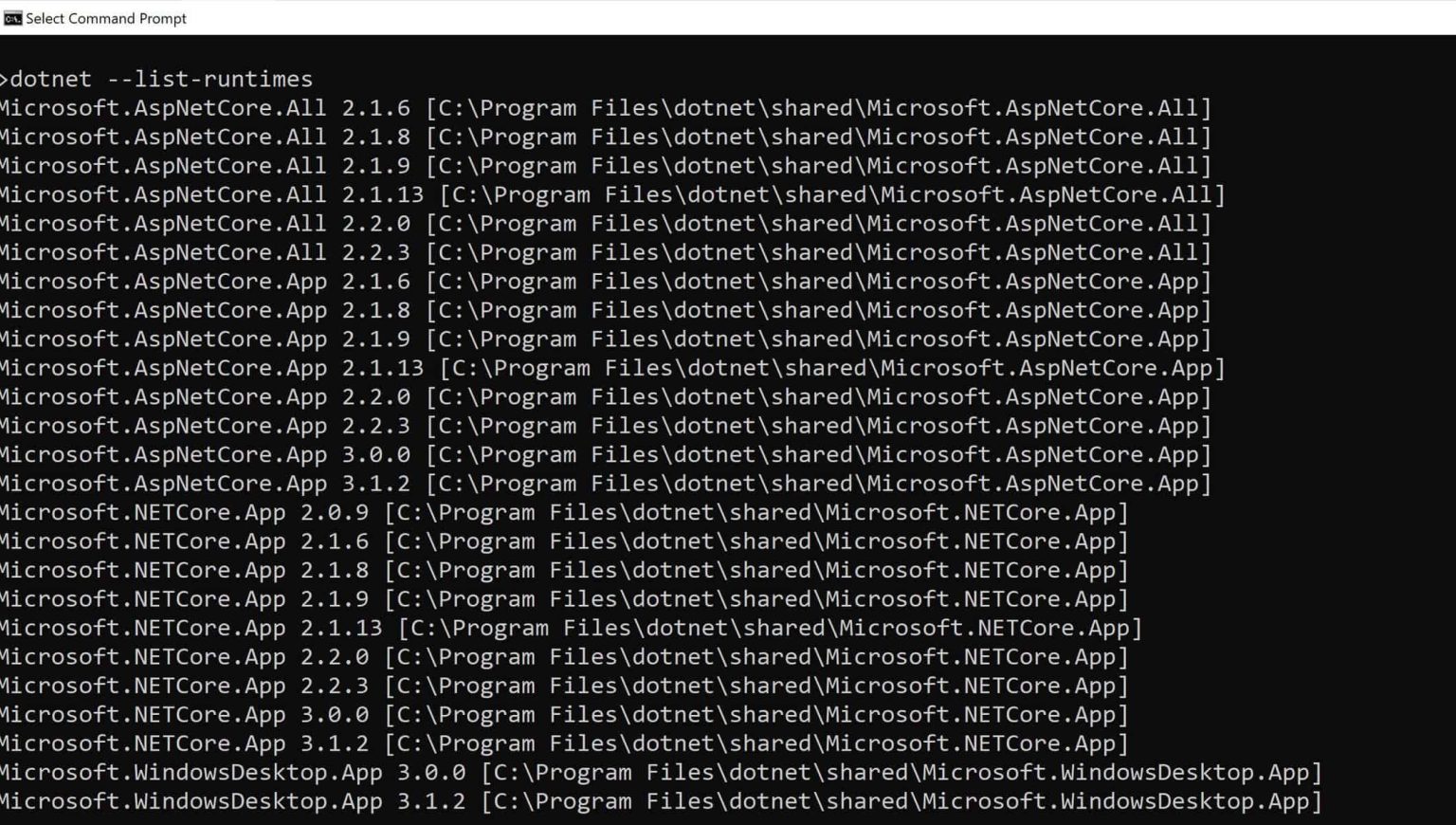 How to Check .NET Core version installed SDK and Runtime