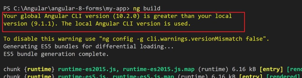 Your global Angular CLI version is greater