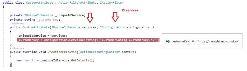 Configuration apsettingsjson in Filters