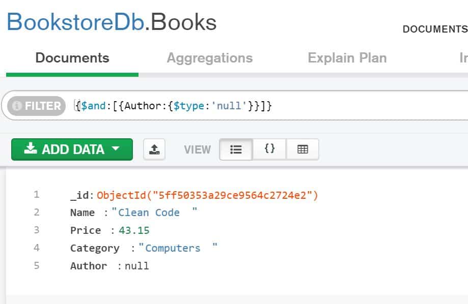 MongoDb $exists example