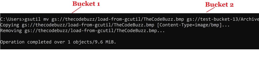 Move ,archive file from one bucket to other bucket storage