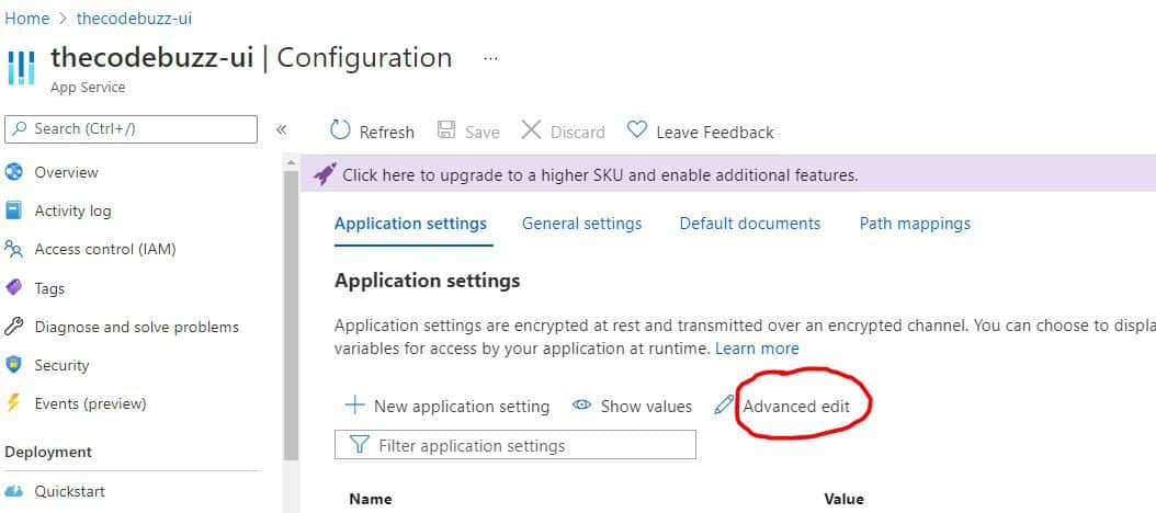 Set Configuration in Azure using App Service - TheCodeBuzz