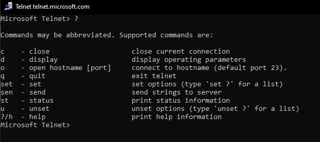 telnet windows