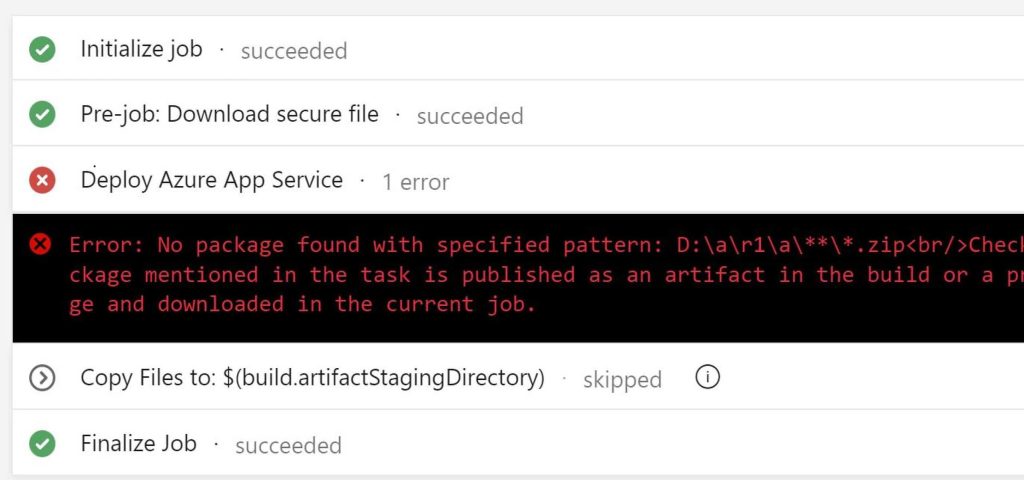 no package found with specified pattern dar1a zip