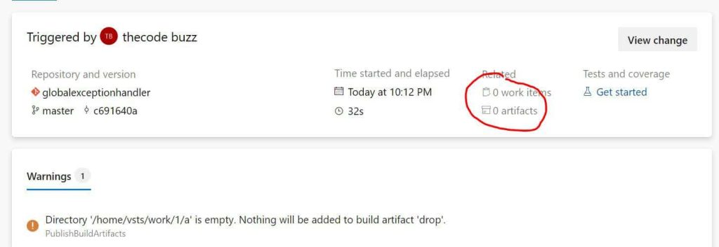 Directory'/home/vsts/work/1/a' is empty