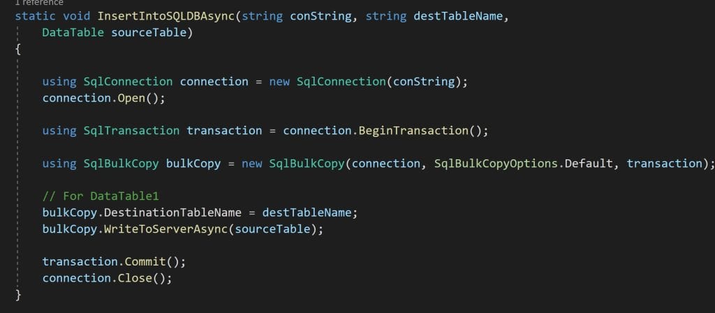 c SqlBulkCopy